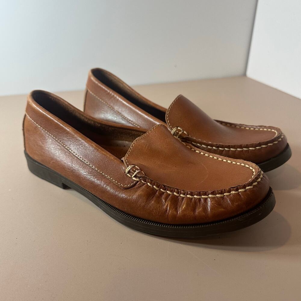 Decoys by Auditions Leather Slip On Loafers Flats 10.5 10.5N Women's Camel Brown